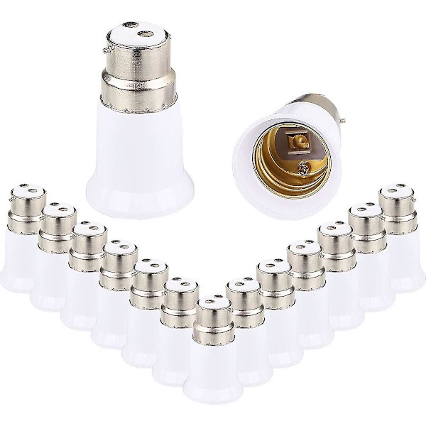15 stk B22-sokkeladapter til E27, grunnleggende lampeomformer, lampesokkeladapter for LED-lys