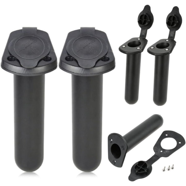 Sett med 2 stk. Flush Recessed Fiske Stang Holder med Pakning Sump Cap Deksel Cap for Kajakk Båter