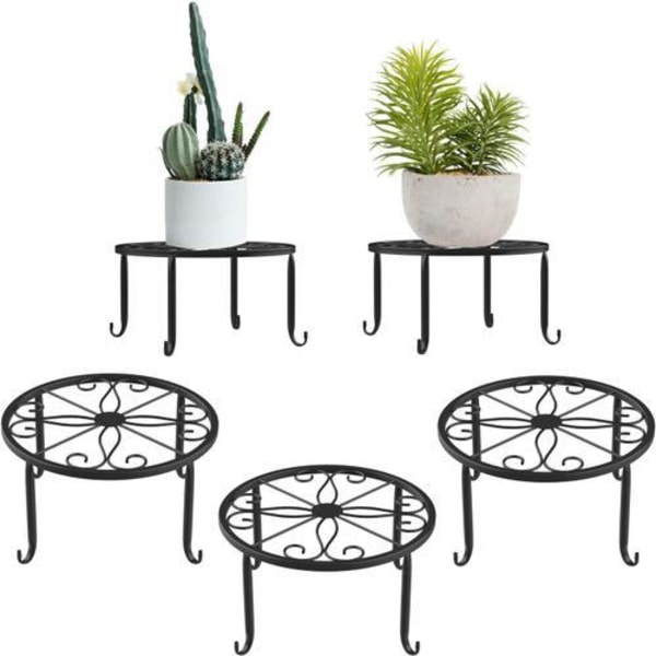 Potteplante Stativ, [3 Pak] Jern Blomsterpotteholdere til Indendørs, Rustfrit, 9 Tommer Holdbar Metal Have Stativ - Sort
