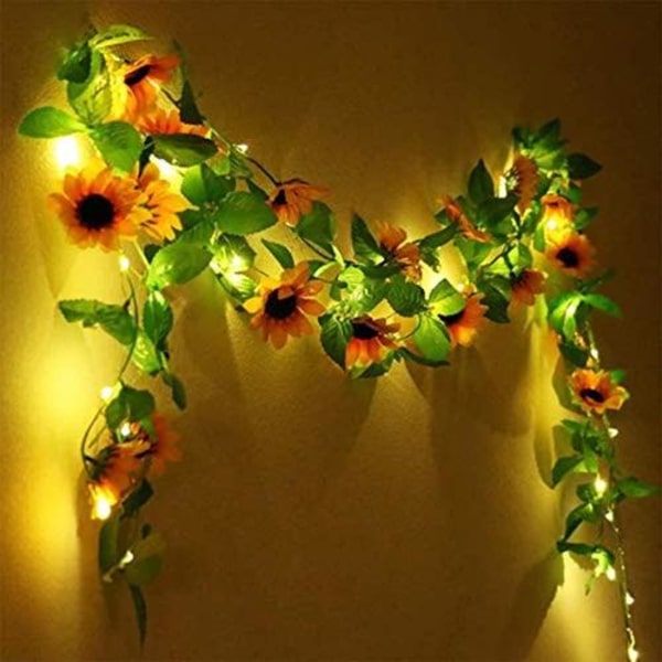 Fe-ljus Konstgjorda växter Rosor Led-slingljus Grönt blad Murgröna Hängande Trädgård Gård Belysning 2M 20 Leds (1PCS)