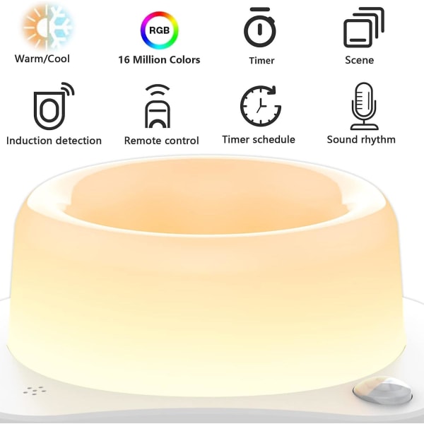LED-nattlampa för barn, nattlampa med rörelsesensor, dimbar, app-styrd, dimbar RGB Smart Atmosphere LED-nattlampa