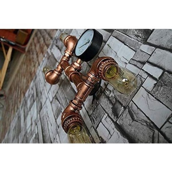 Cham Vintage Industrielle Metal Vand Rør Væglampe 4 Hoved E27 Fatning Lampe, Retro-Stil Kreativ Dekorativ til Bar, Køkken og Soveværelse
