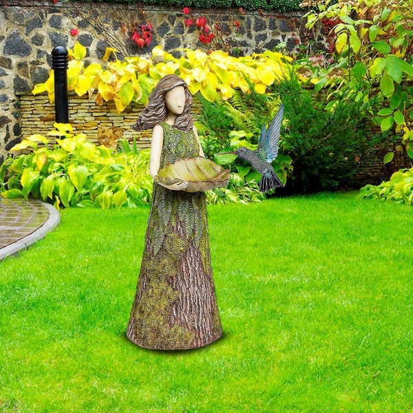 Multifunksjonell Fairy Statue Anti-fade Resin Crafts 2-i-1 Fairy Feeding Garden Supplies
