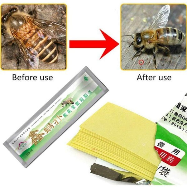 Pakke med 60 Pro birøkter Fluvalinate Bee Mite Varroa Tool Strips Supplies.