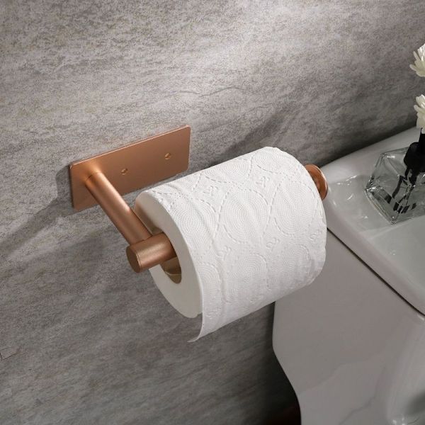 Toiletpapirholder, Toiletpapirholder til badeværelse, køkken, rosaguld