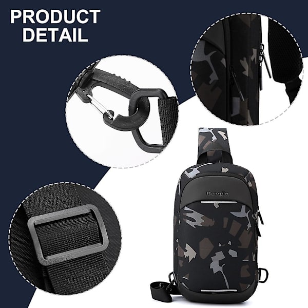 Herr Crossbody Bag Multifunktionell Vattentät Ryggsäck Utomhus Axelväska