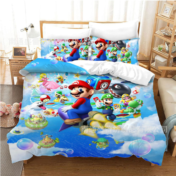 Mario 13# Mlao Tredelt sengesæt, boligtekstiler dynebetræk Fire stykker børnesengetøj