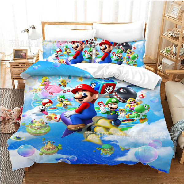 Mario 13# Mlao Tredelt sengetøysett, hjem tekstiler dynetrekk Dekk Fire deler av barnas sengetøy