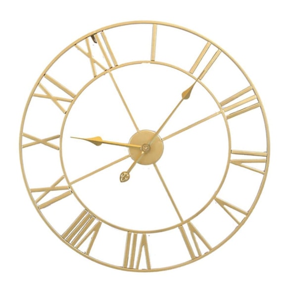 Silent Iron Wall Clock: Enkel, dekorativ, gyldent embryo, gylne sting