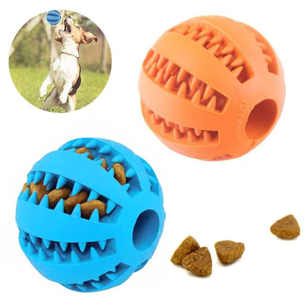 2 st hundboll med tandvårdsknoppar hund leksak gjord Mörkblå + Orange