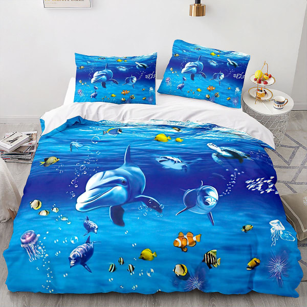 Dolphin 07# 3d Home Textile Bedding Dolphin Animal Print Quilt Cover Three Piece Sheet Set