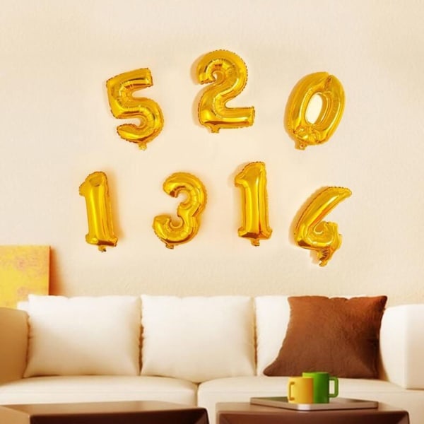 Gylden tallballong laget av aluminiumsfolie, dekorasjonsballong, 18 tommer