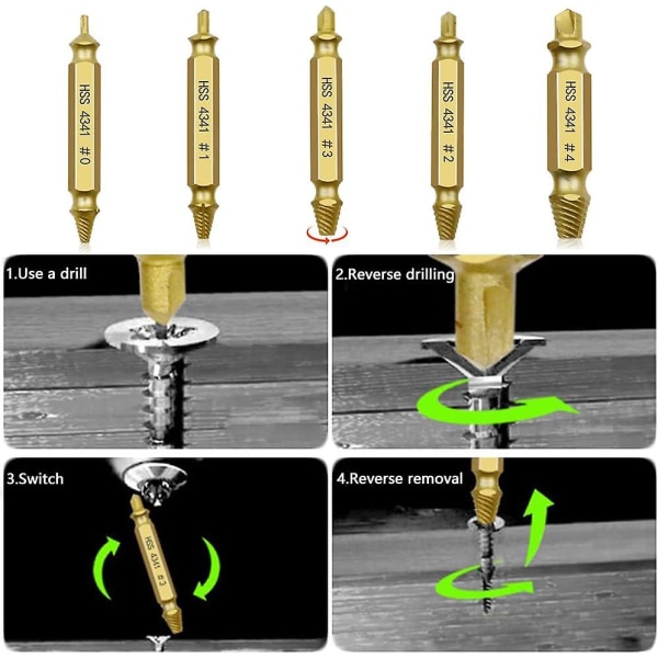 6 kpl:n rikkoutuneen ruuvinpoistajan sarja, vaurioituneen ruuvinpoistajan sarja, ruuvinpään poistajat, vaurioituneen ruuvinpoistaja ja pultinpoistaja rikkoutuneen ruuvin poistamiseen