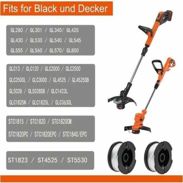 Nylon Line Spool Reservedeler Svart og Decker AF-100 Kantklipper (Linjelengde 9,1 m Diameter: 1,65 mm) (Black & Decker AF-100, 4 deler)