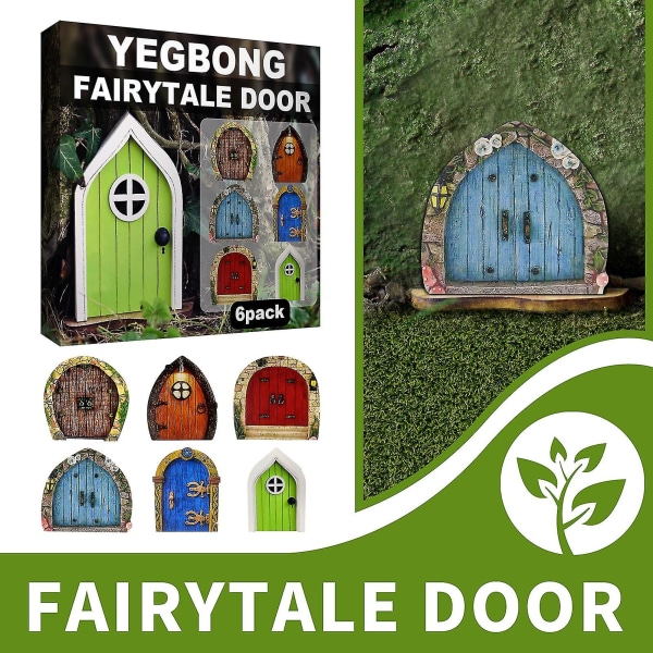 Vibrant Dekorative Miniature Fe Dør Bærbar Realistisk Fe Skulptur Dør Gave -6stk/sæt