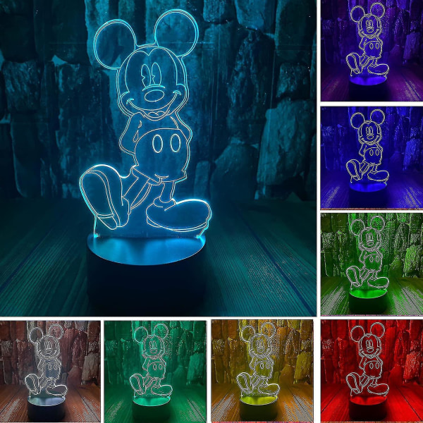 Mickey Mouse Mickey Mouse Legetøj 3d Led Akryl Natlys Med Fjernbetjening & Smart Touch 16 Farver Skift Dæmpbar Usb-drevet Soveværelsesdekoration