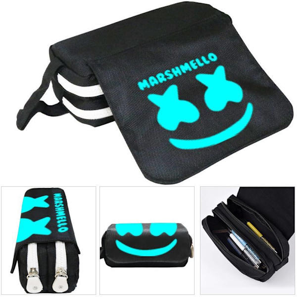 Marshmello Luminous Pennfodral Oxford Dubbelskikts Pennfodral Stationery