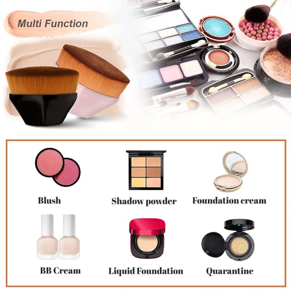 Foundation Makeup Brush, kronbladformet, multifunksjonell svart børste