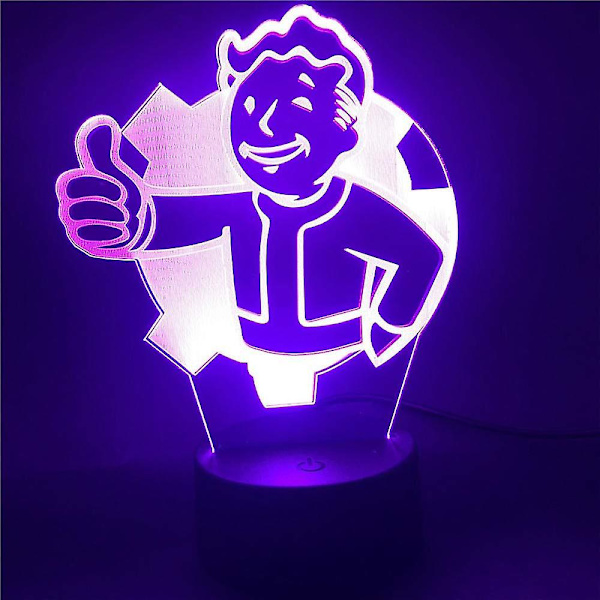 Shxx 3d natlampe 3d led natlampe spil Fallout Shelter logo led natlampe farverig usb led børn børn soveværelse lampe natlys legetøj gaver Xq-