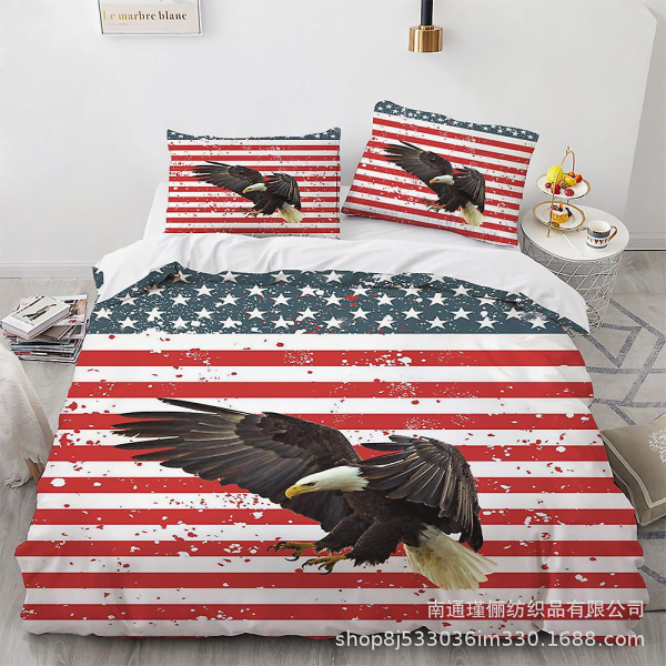 Gqly-14 # Home Textile Eagle 3d Digital Printing Kit Double Three Piece Quilt Cover Bedding