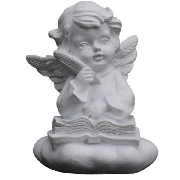 Hvid Baby Praying Angel Statue Ornament Home Desktop Decoration Resin