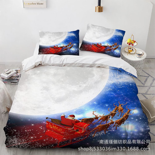 Sdlr-9# Julemanden 3d digital printet sengetøj Tredelt sengetæppe
