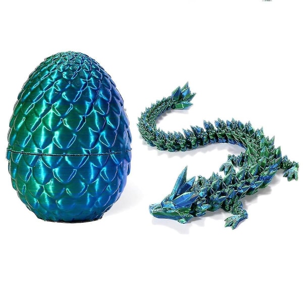 3D-trykt drage i egg, fullt ledddrage krystalldrage med drageegg, hjemmekontorinnredning  --(WR)