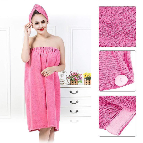 Saunakiltti naisille, pehmeä ja imukykyinen sarong-kiltti tarralla ja spa-hiustenkuivauspyyhe, luomupuuvillaa 150 x 90 cm