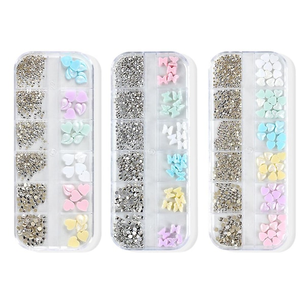 Nagelkonst Pärla Platt Botten Pärla Nagel Charm Guld Silver Vit Halvrund Nagelkonst Tillbehör Nagel Diamant Mix