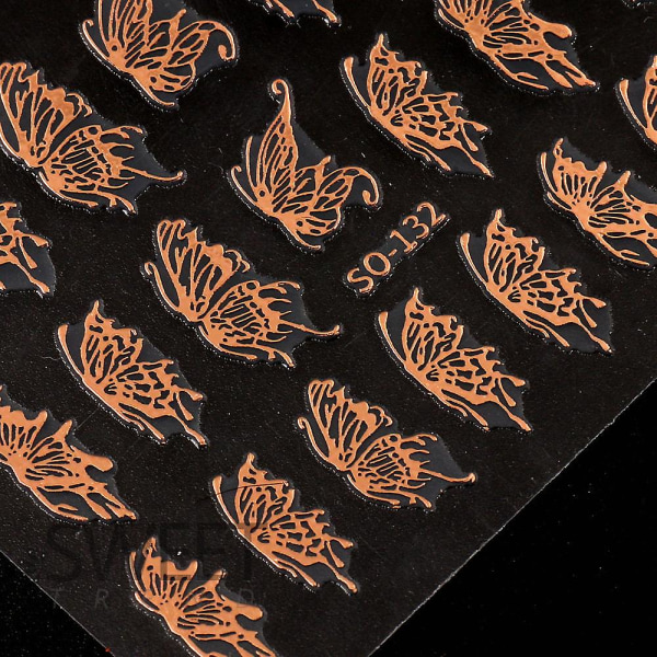 12 ark Butterfly Nail Stickers 3d selvklebende negleklistremerker for kvinner jenter manikyr DIY, 10*8cm