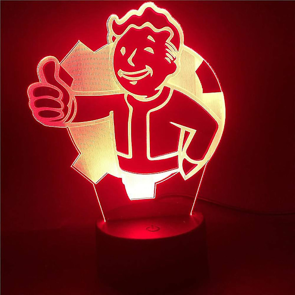 Shxx 3d nattlampa 3d LED nattlampa spel Fallout Shelter logotyp LED nattlampa färgglad USB LED barn sovrumslampa nattljus leksaker presenter Xq-