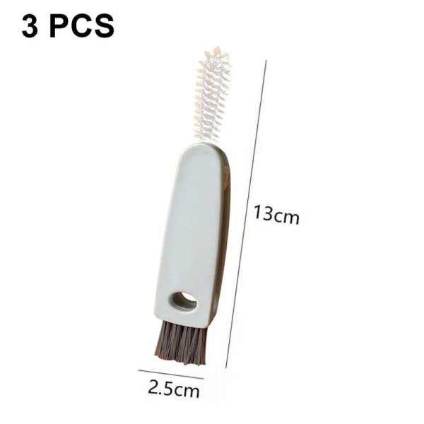 3-in-1 Bottle Cap Cleaning Brush, 3 Bottle Nipple Cleaning Gray