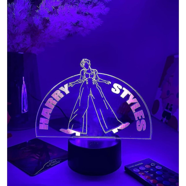 3d nattljus, Harry Styles lampa 16 färger med fjärrkontroll och smart touch 3d vision lampa Singer Idol Creative Control Styles, Dekor Sängbord
