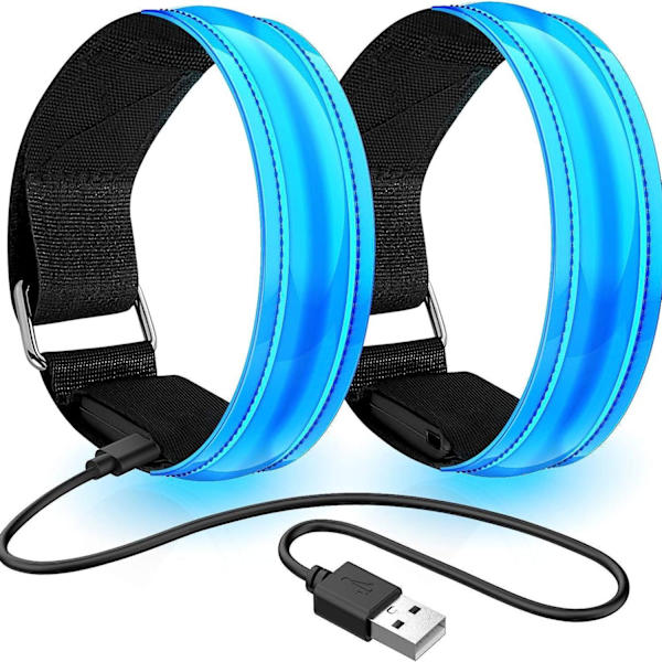 2 st. Uppladdningsbara LED-ljusarmband, reflekterande LED-löpararmband