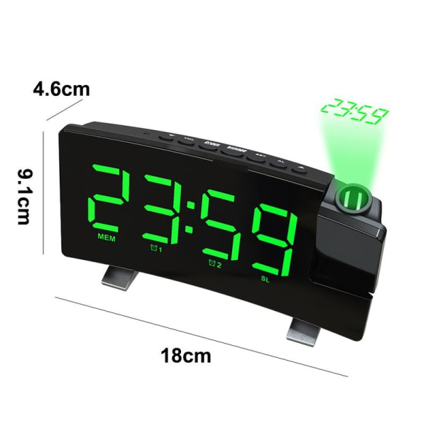 Projection alarm clock for children's rooms, digital alarm clock green