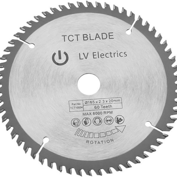 165 mm TCT-pyörösahanterä hopea pyörivä leikkuulevy puun leikkaamiseen 60