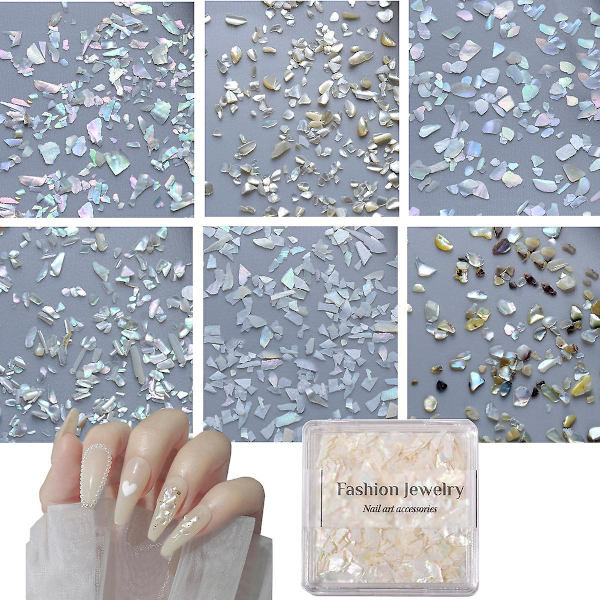 Æsker Seashell Nail Art Negleflager, Uregelmæssige Abalone Seashell Slices Til Negle Farverige Abalone Flager Manicure Negledekorationer Til Neglekunst