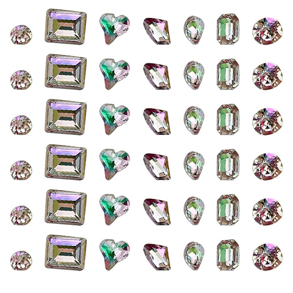 70 st Multi Shapes Glas Flatback Kristall Strass för Nagelkonst Hantverk, Flatback Strass 3d Dekorationer Flat Back Kristall Stenar Gems Set