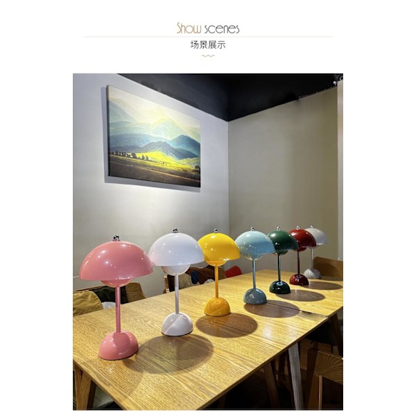 Svamp bordslampa café retro järnkonst pluggbar blomknopp bordslampa