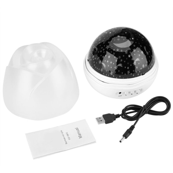 USB-laddningsbar roterande LED-projektor musik nattlampa