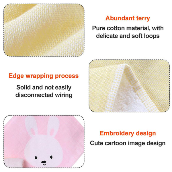 Sødt tredelt babyhåndklæde håndklæde, blødt absorberende ren bomuldsvaskeklud, blødt og hudvenligt til ansigt, hænder og krop