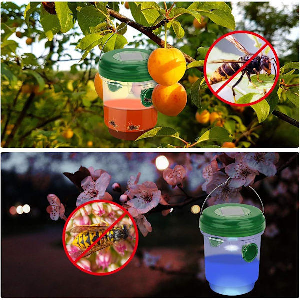 Fällor för solcellsgetingar med LED-ljus, insektsfällor, anti-insektsfångare honungsfälla bin getingar myggor Drosophila för inomhus utomhusträdgård