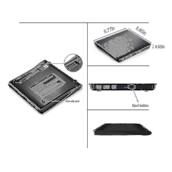 Ulkoinen DVD-asema kannettavalle tietokoneelle, kannettava nopea USB-C- ja USB 3.0 -soitin/DVD-lukija PC-työpöydälle, yhteensopiva Windows/Mac Osx/Linuxin kanssa