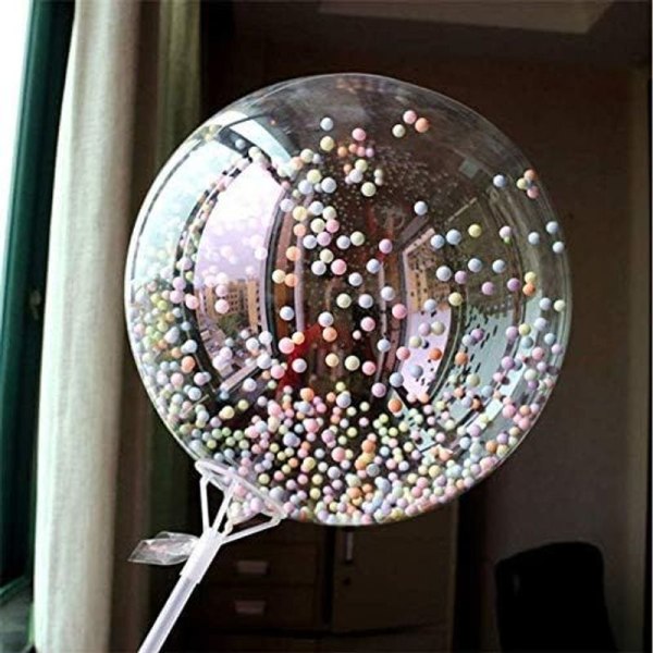 Stor ballongpinne med koppar, 10 st långa transparenta ballonger