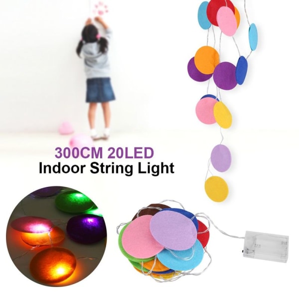 300CM 20LED sisätilojen jousivalot pyöreät fleecevalot