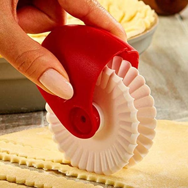 Deg hjul galler skärare ravioli skärare, skärhjul, vit/röd 1 st