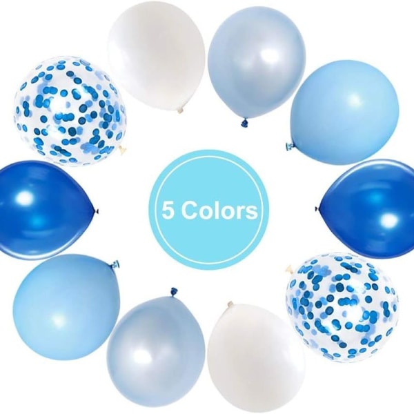 Konfettiballonger i kongeblå latex, 50 stk., 12 tommer lyse
