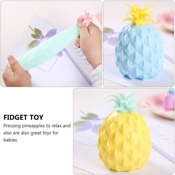 4 st ananas stressbollar leksak gelvattenpärlor kläm anti-stressbollar frukt leksak slumpmässig färg