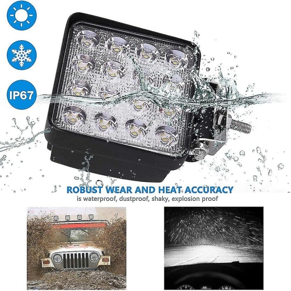 Led arbeidslys, 2 stk 48w flomlys LED lysstang for bil traktor offroad lastebiler Suv Atv båt 4 tommer