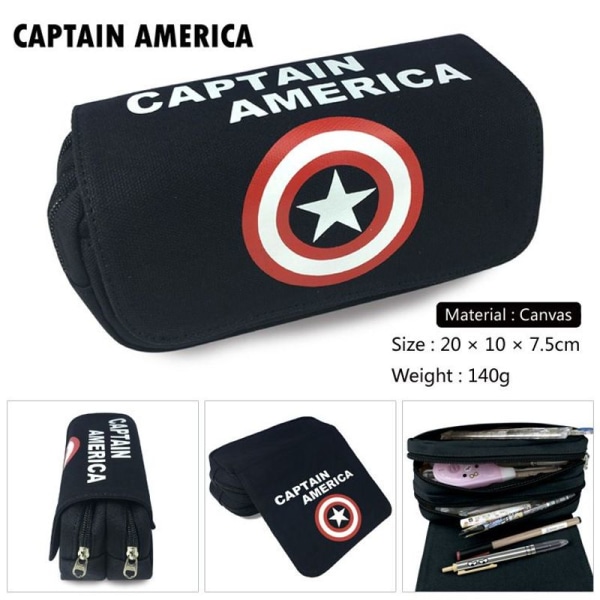 Creative Captain America penaali lasten case paperitavaralompakko musta